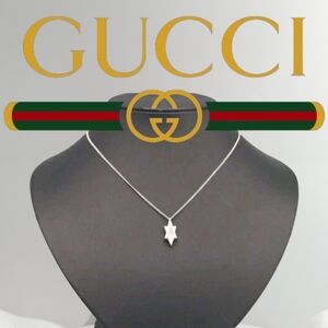 GUCCI 925 Silver Geometric Star Pendant Necklace
